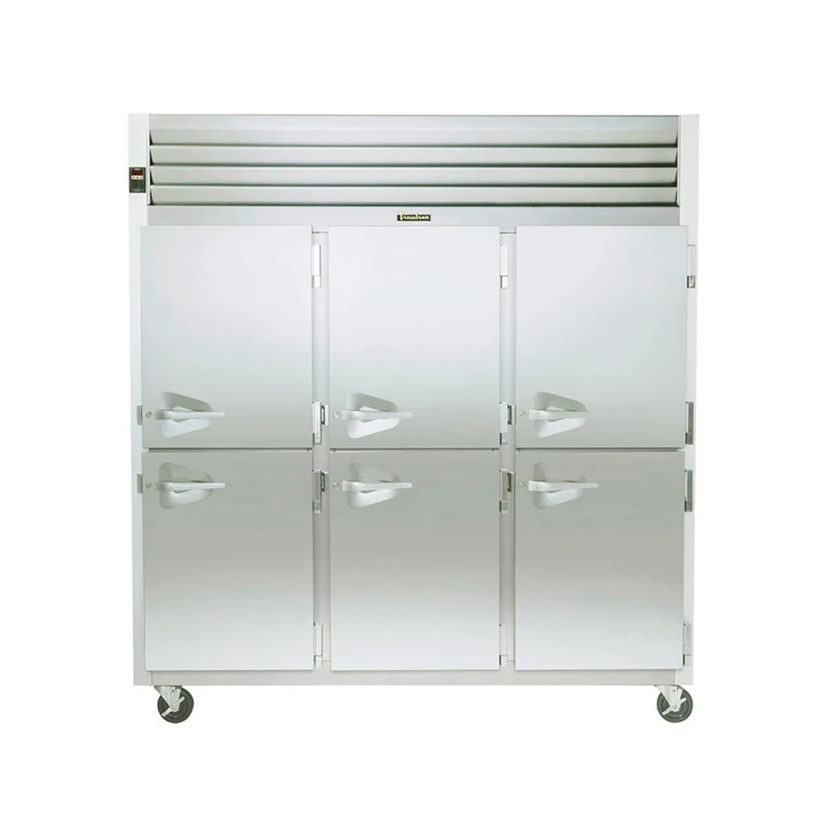 Traulsen G31302 76" 3-Section Reach-In Freezer, 6 Half Solid Doors, Top Mounted, 69 cu. ft., Stainless Steel Front