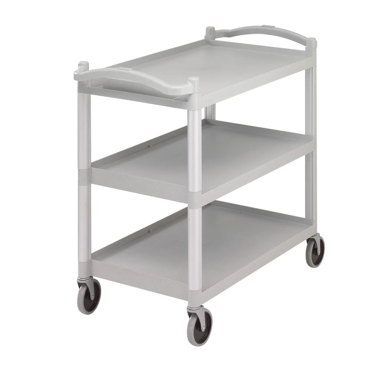 Cambro BC340KD480 Speckled Gray Polyethylene 3-Shelf Utility Cart w/ 400 lb Capacity