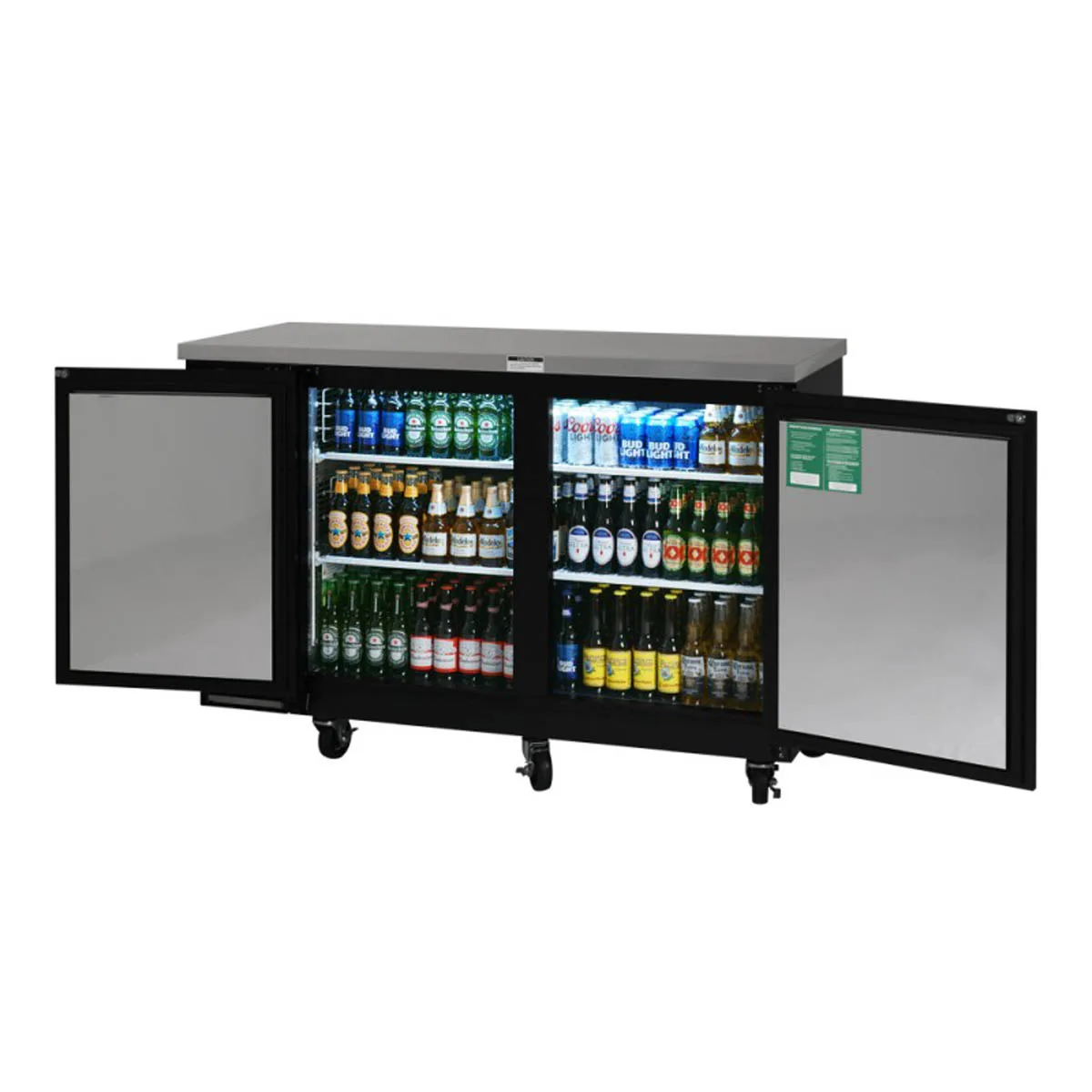 Turbo Air TBB-24-60SBD-N6 61" Two Section Back Bar Cooler with Solid Door, 16.46 cu. ft.