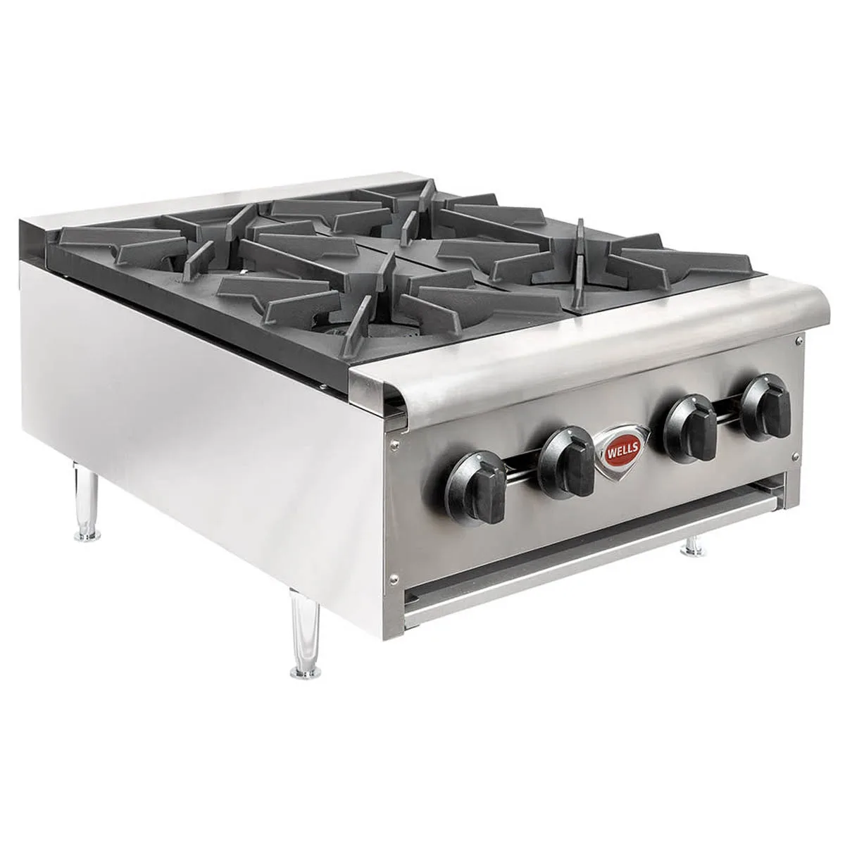 Wells HDHP-2430G 23" Countertop Gas Hotplate with (4) Burners, Manual Controls, 106.000 BTU