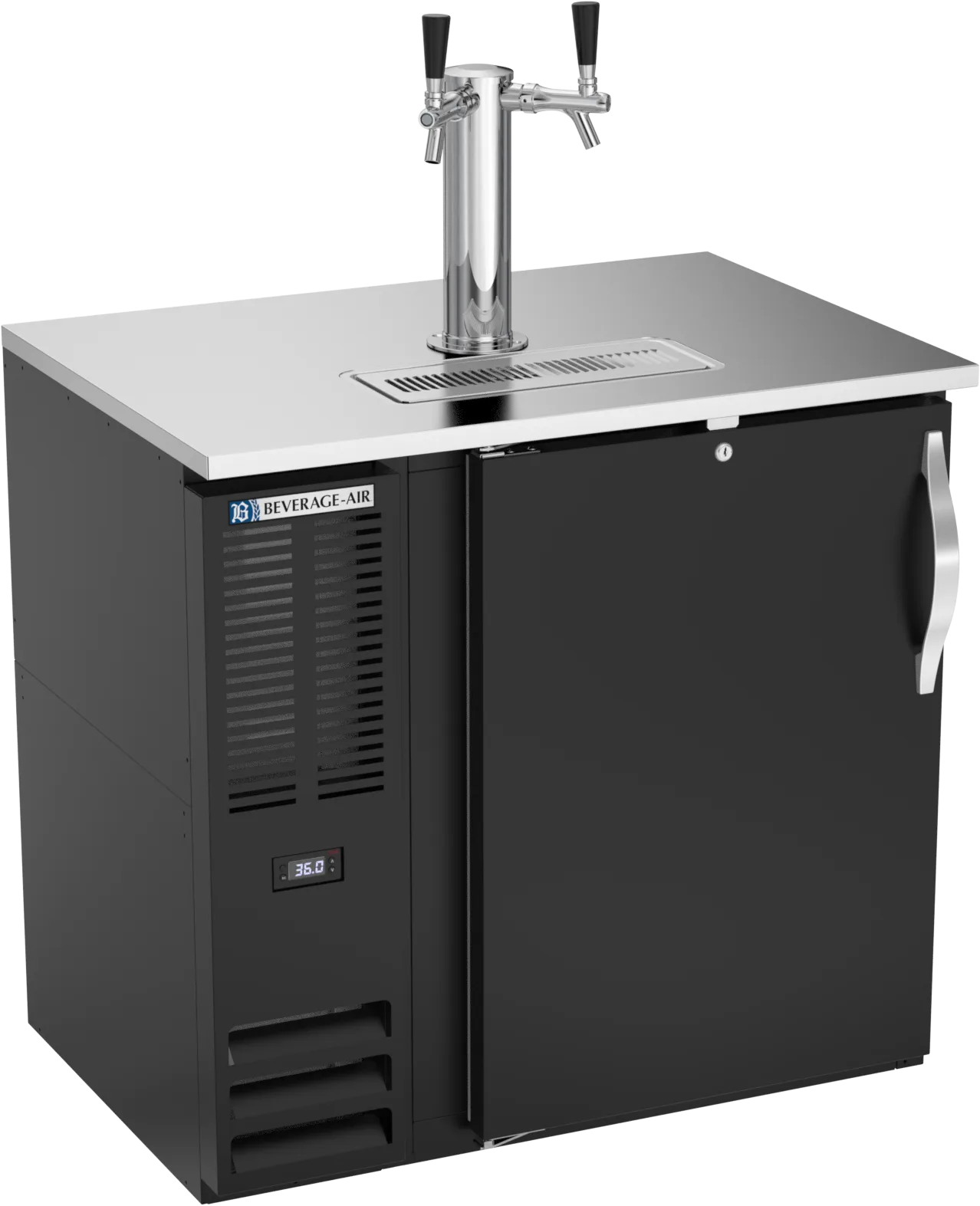Beverage Air DDN36HC-B Draft Beer Cooler 36"W x 26"D x 49"H BlackTop 1/2 Barrel 1Col 2 Faucets 115V