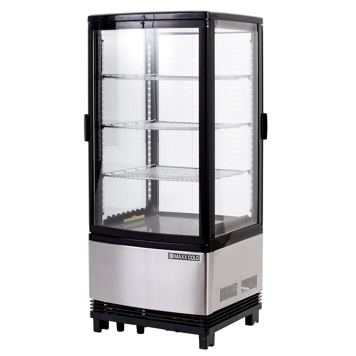 Maxx Cold MECR-32D 16" Self Service Countertop Refrigerated Display Case with  2 Pass-Thru Hinged Glass Doors , 3 Shelves - 3.03 cu. ft.