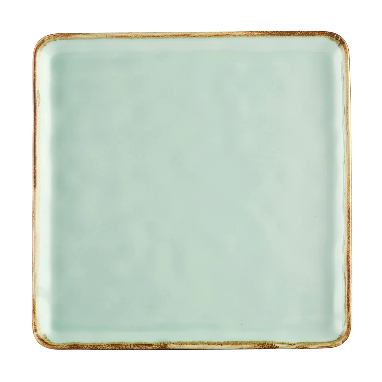 CAC China PMS-SQ16-G Palm Springs Plate, 10" L x 10" W x 1/2" H, Porcelain Green Glaze - Dozen