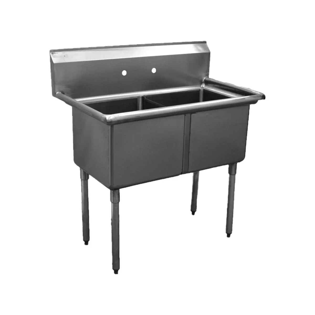Serv-Ware D2CWP1818 41" Two Compartment Sink, 18"W x 18"L Bowl Without Drainboard
