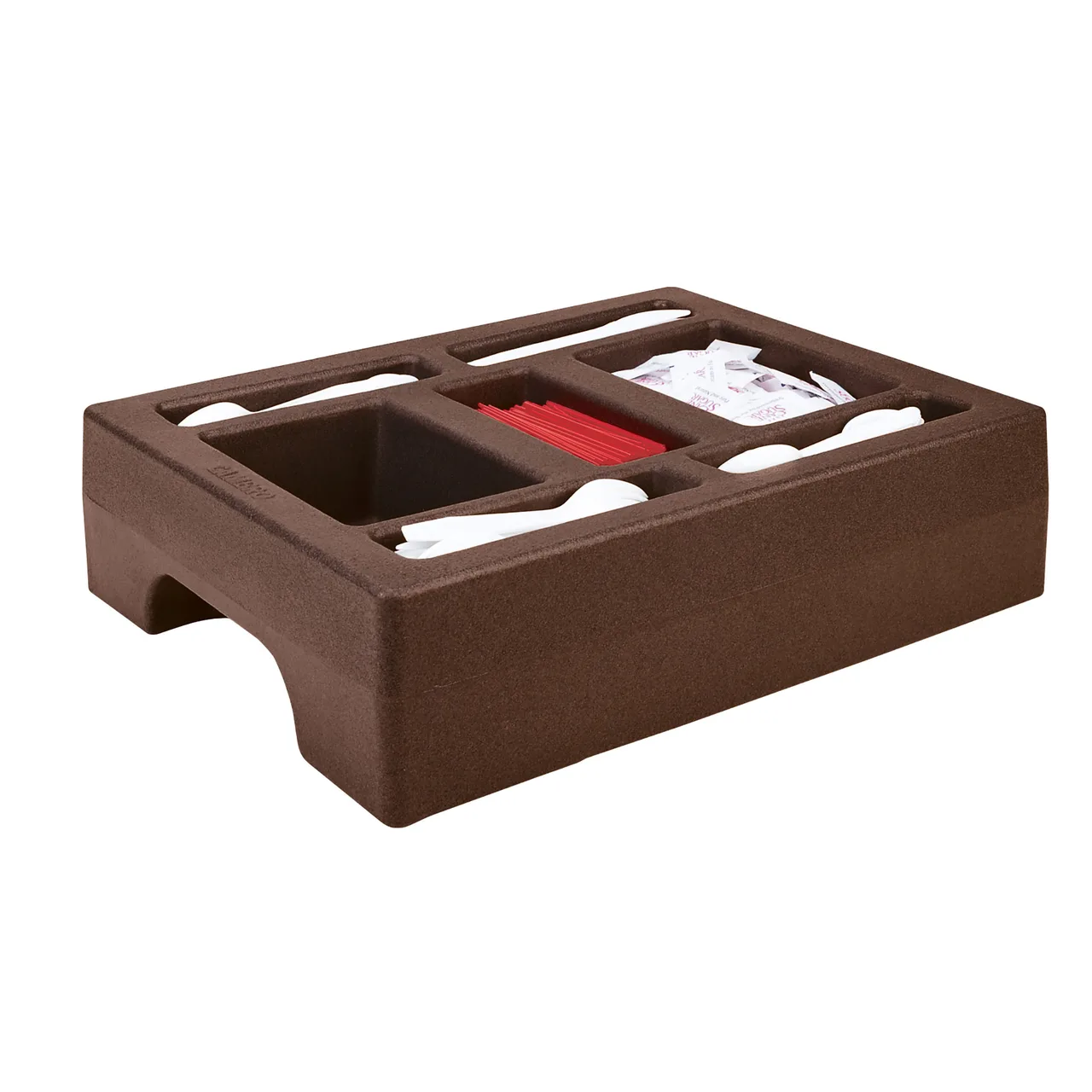 Cambro LCDCH10131 Condiment Holder - 3-Section Plastic 16"W x 20"D x 4-13/16"H, Dark Brown, NSF