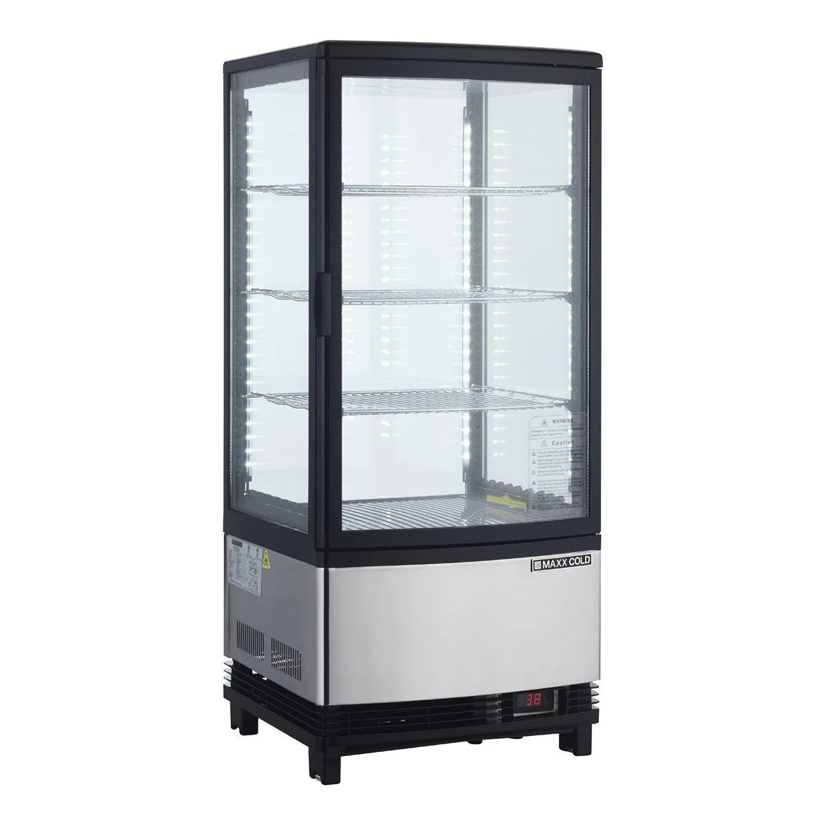 Maxx Cold MECR-31D 16" Self Service Countertop Refrigerated Display Case with  2 Pass-Thru Hinged Glass Doors , 3 Shelves - 2.89 cu. ft.