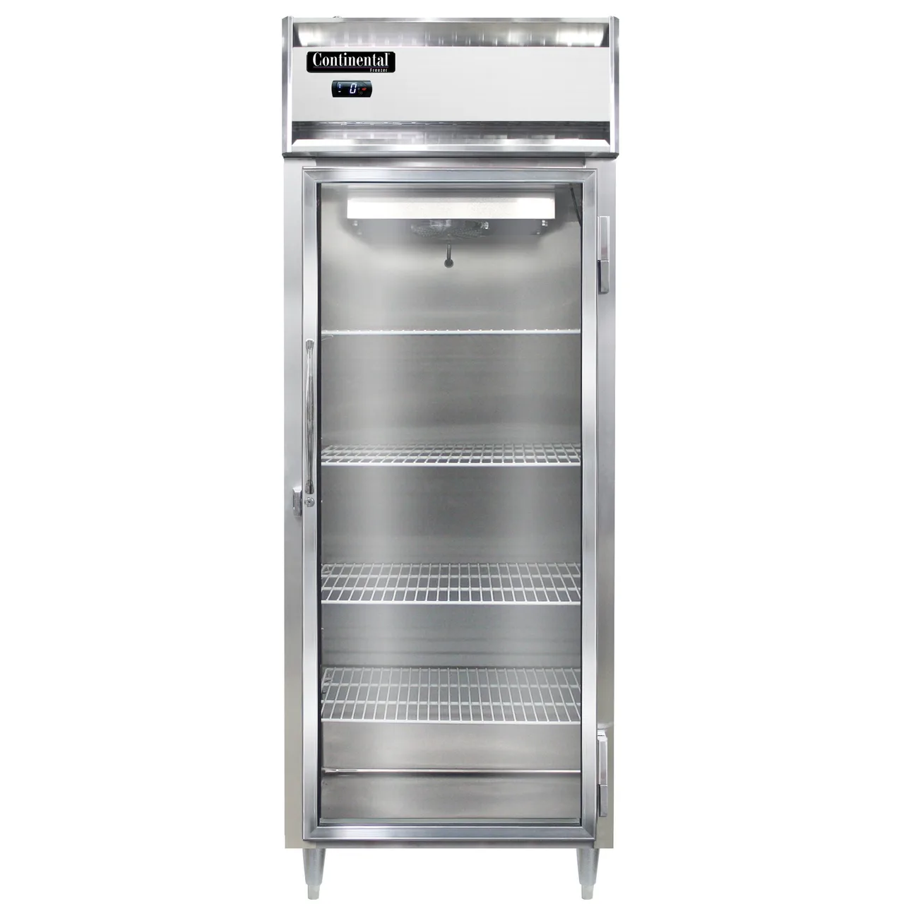 Continental Refrigerator D1FENGD 28" 1-Section Reach-In Freezer w/ Glass Door, Top Mounted, 22 cu. ft., Stainless Steel Front, Aluminum Sides