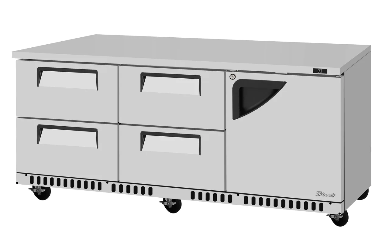 Turbo Air TUR-72SD-D4R(L)-FB-N 73" 4-Drawer Undercounter Refrigerator, Front Breathing, 17.6 cu. ft.