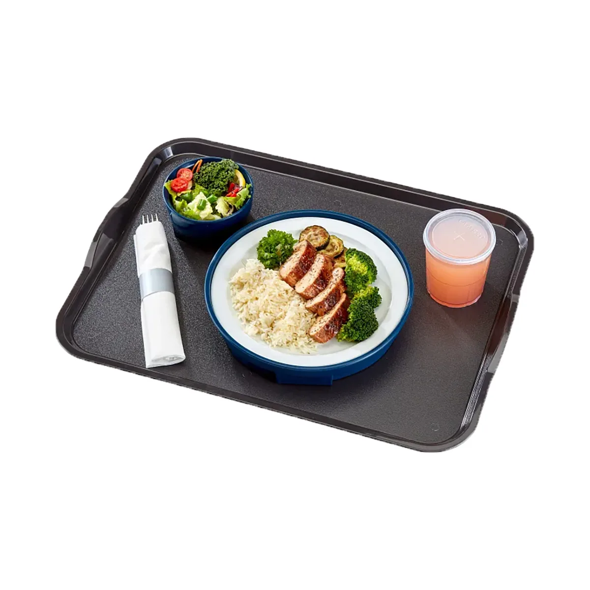 Cambro 1418CWH110 Tray, 14" x 18" Black Rectangular Polycarbonate Handles Stacking Lugs NSF