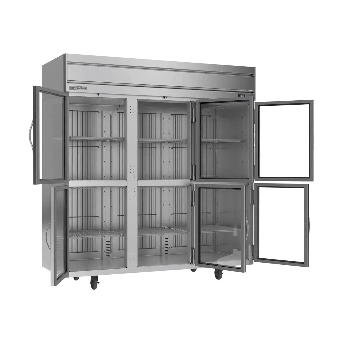 Beverage Air HFS3HC-1HG 78" 3-Section Reach-In Freezer, 6 Half Glass Doors, Top Mount, 69.1 cu. ft.