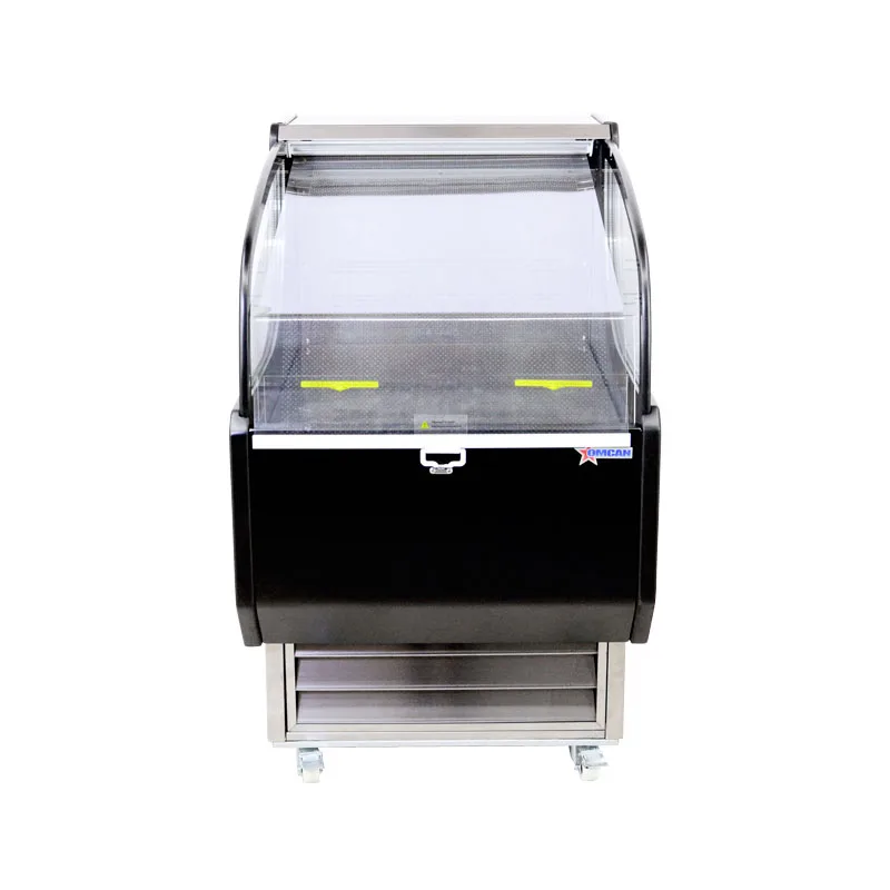 Omcan USA 44379 26" Self-Serve Refrigerated Display Case in Black, Deck Only, Open Curved, 6.6 cu. ft.