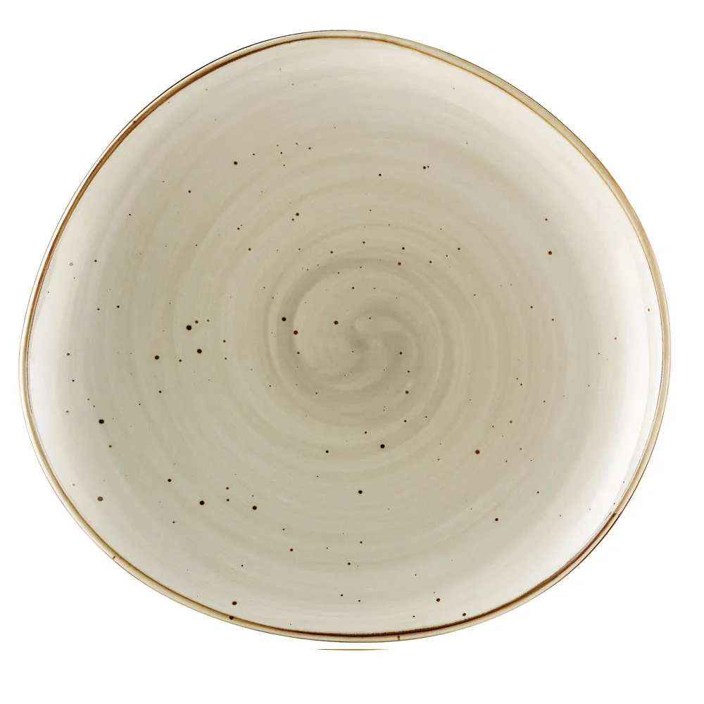 CACChina TUS-21-BGE Plate, 12-1/4" x 11-1/2" Porcelain, Beige, Dishwasher/Oven/MW Safe - Dozen