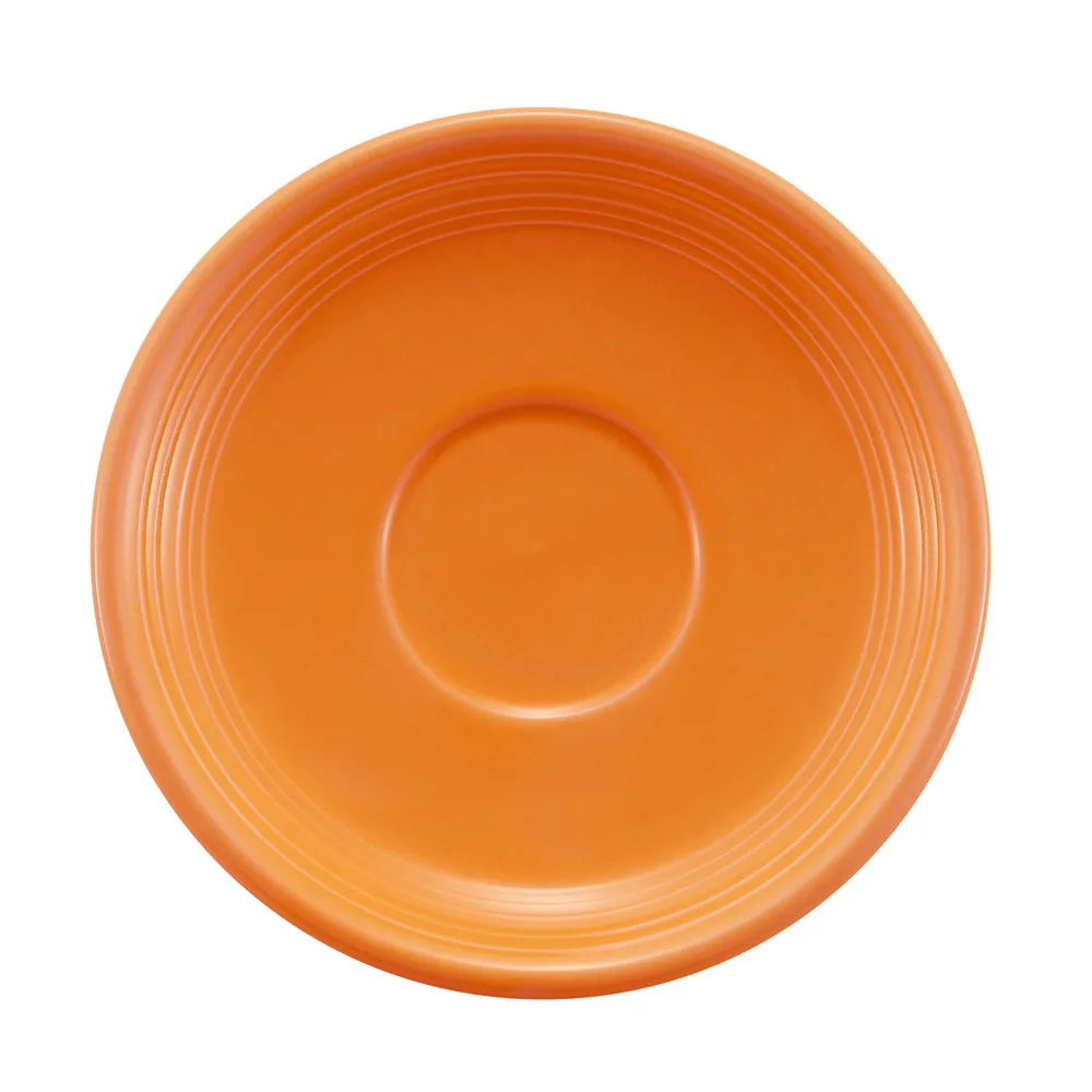 CAC China TG-2-TNG Tango Saucer, 6" Dia x 7/8" H Porcelain Tangerine, Microwave Safe - 1 Dozen