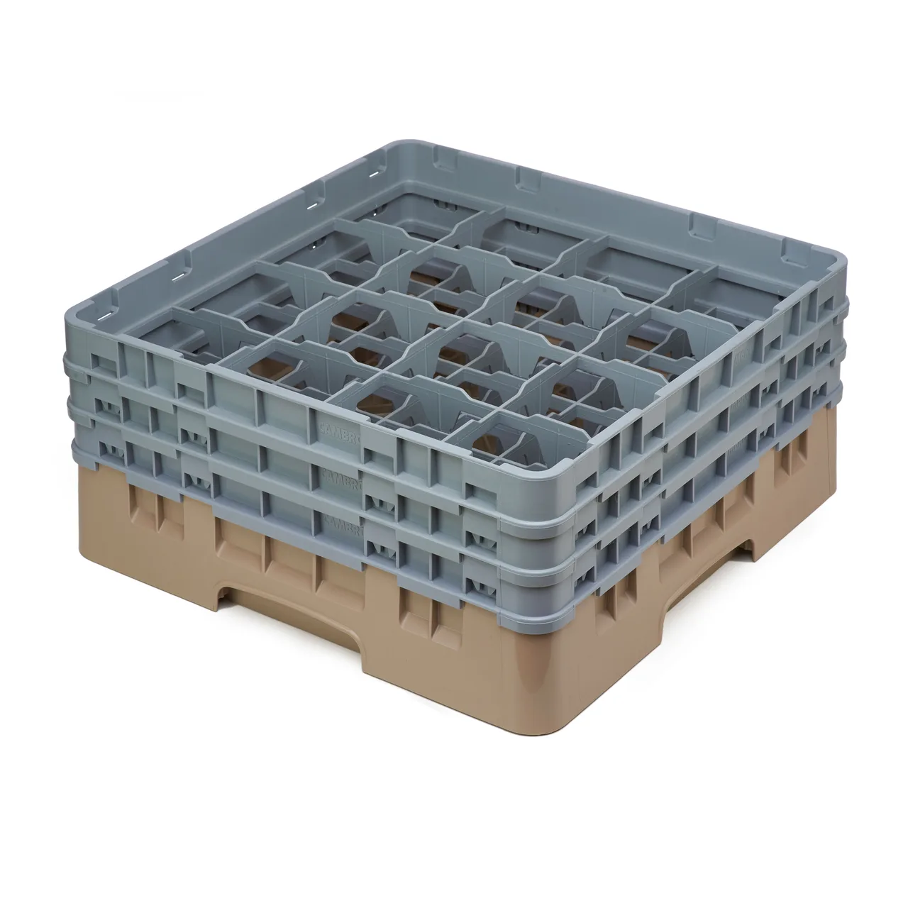 Cambro 16S638184 Camrack Glass Rack, Full Size, Beige, 19-3/4 x 19-3/4, 16 Compartments