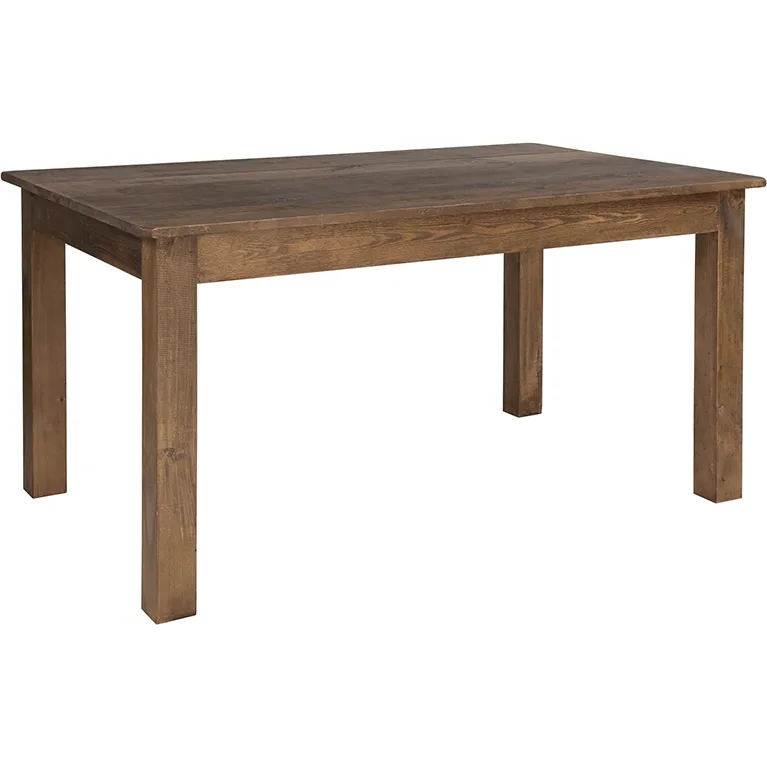 Flash Furniture XA-F-60X38-GG 60"W Farm Dining Table, Rectangular, Solid Pine, Rustic Finish, Seats 6