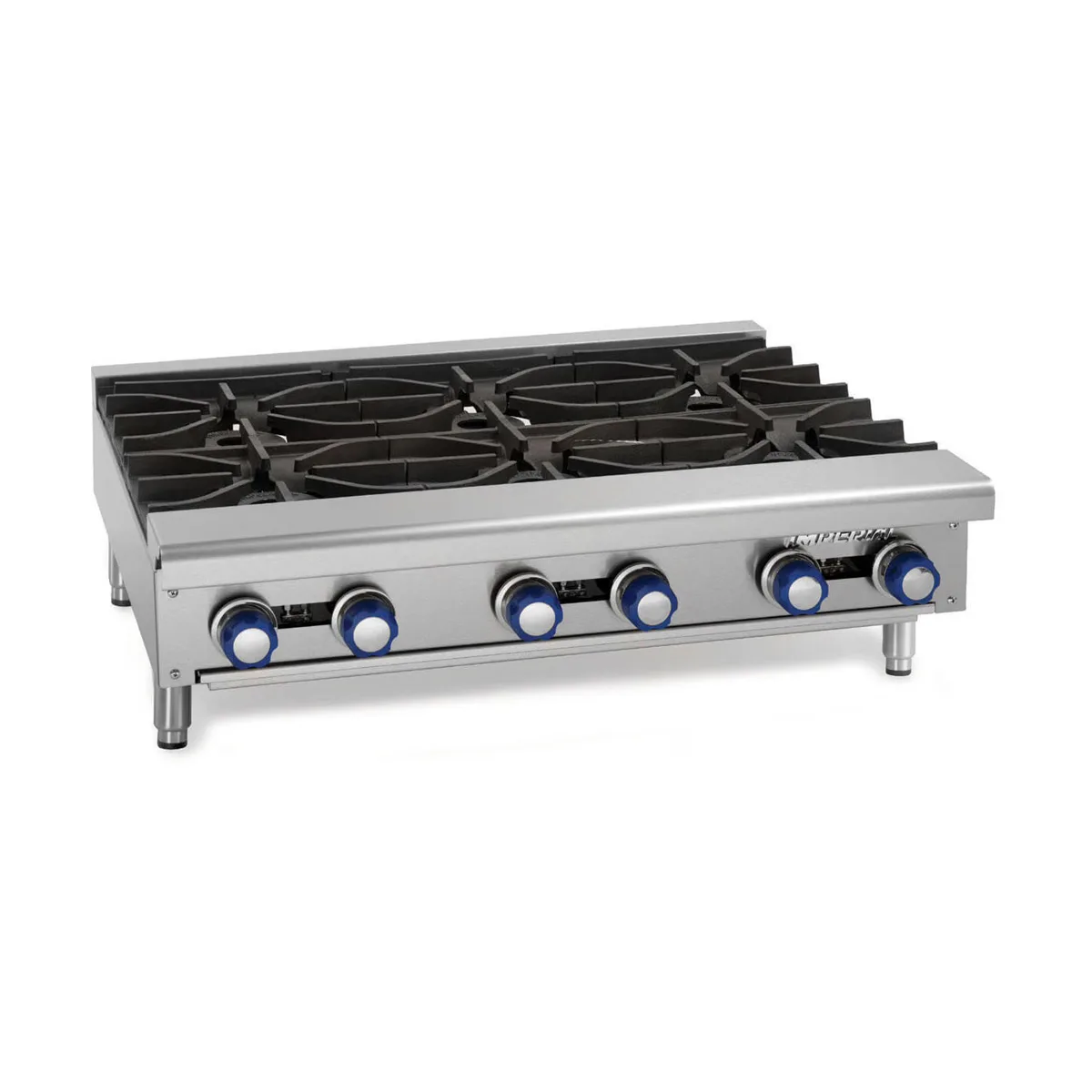 Imperial IHPA-10-60 60" Countertop Gas Hotplate with (10) Burners, Manual Controls, 320.000 BTU