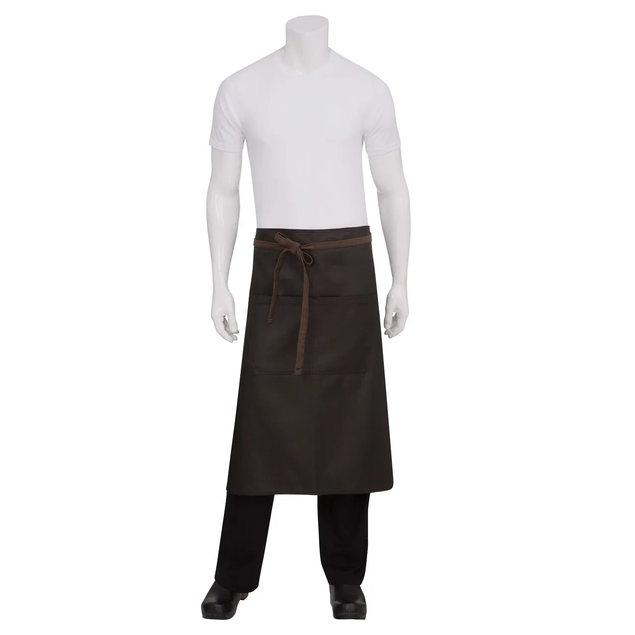 Chef Works ALWWT021-BNB-0 - 30" x 36" Brown Cotton Denim Waist Apron, 2 Pockets - 1/Case