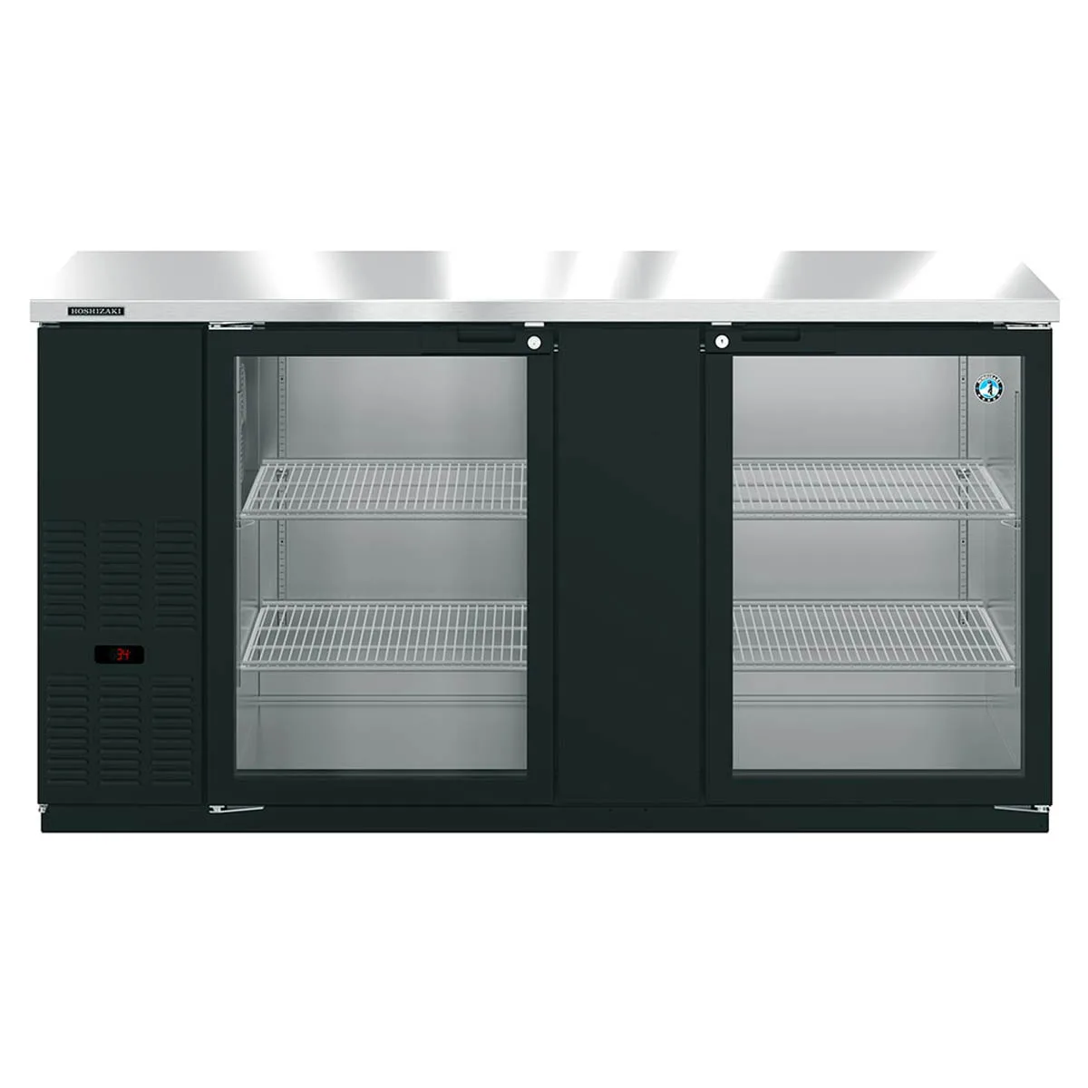 Hoshizaki BB69-G 69" Two Section 2 Swinging Glass Door Back Bar Cooler, 22.14 cu. ft.