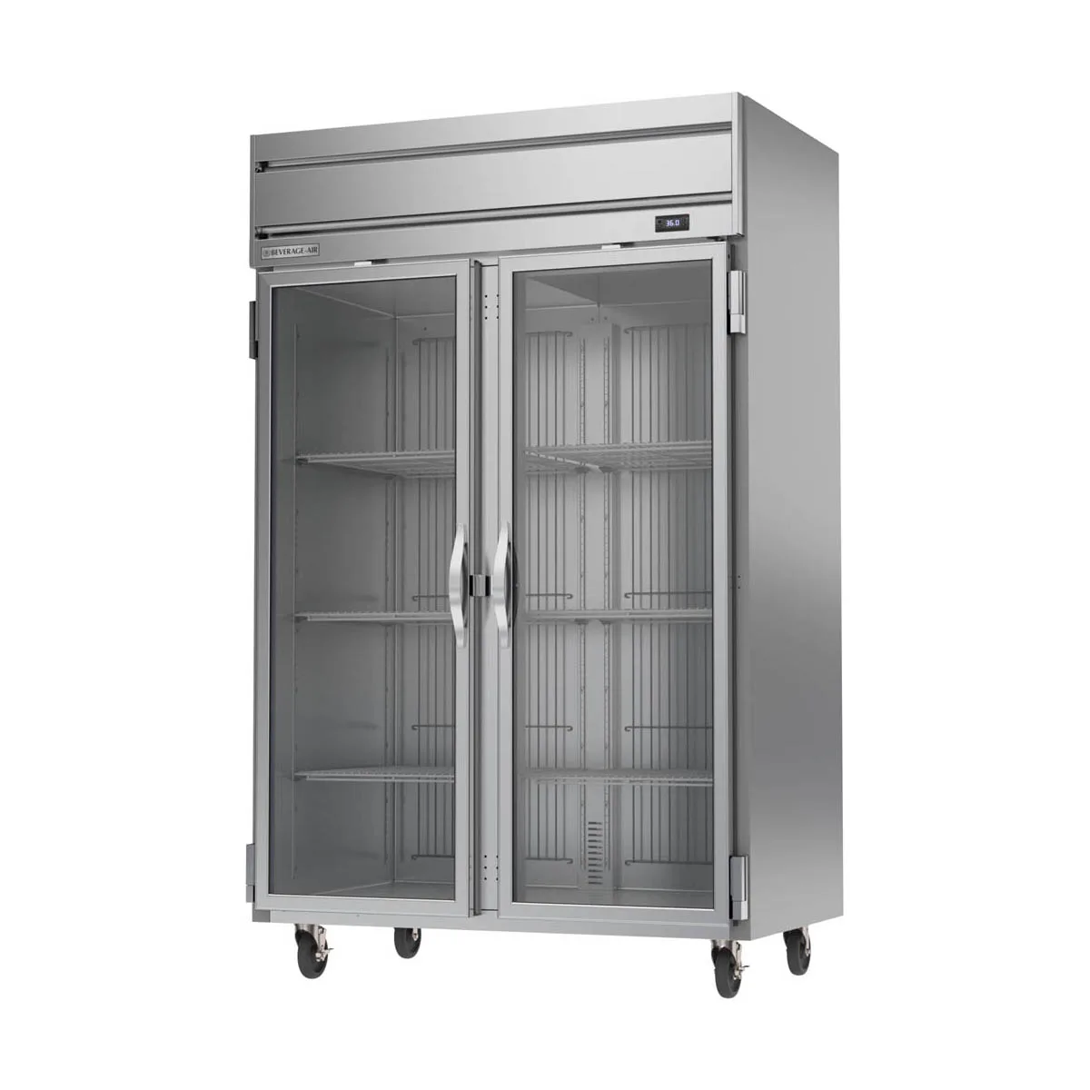 Beverage Air HRS2HC-1G 2-Section Reach-In Refrigerator w/ 2 Glass Full Doors, Top Mounted, 1/3 hp, 47 cu. ft.