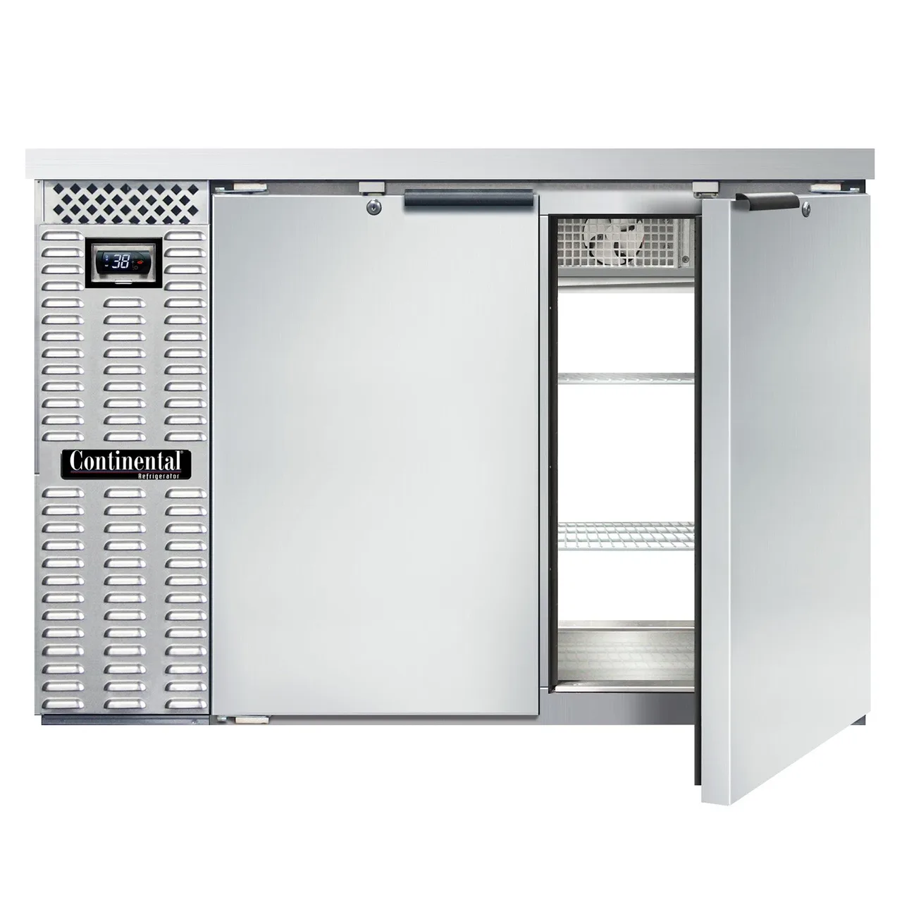 Continental Refrigerator BB50NSSPT Pass-Thru Back Bar Cooler w/ 16 Cu Ft, 4 Solid Doors, 50"