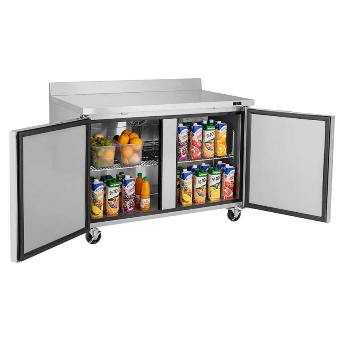 Turbo Air TWR-48SD-N 48" 2-Section Worktop Refrigerator w/ 2 Doors, 12 cu. ft.