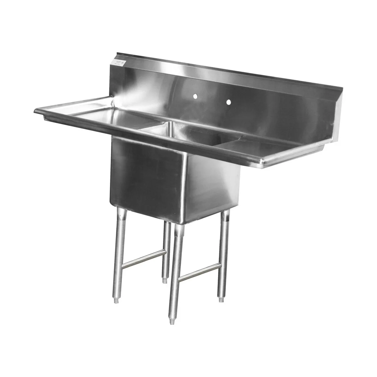Serv-Ware E1CWP18182-24 66" One Compartment Sink, 18"W x 18"L Bowl With 2 Drainboards