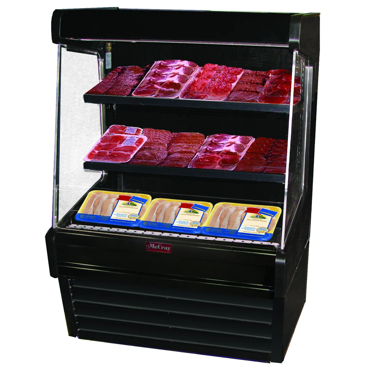 Howard-McCray SC-OM30E-3L-B-LED 39'' Vertical Meat Open Merhandiser in Black, Self-Contained