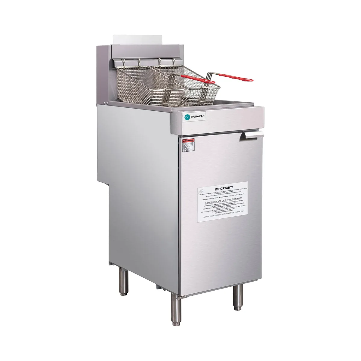 Hurakan HKN-FXF50E A/W 15" Floor Natural Gas Full Pot Fryer, 40 Lbs, Robertshaw Thermostatic Control