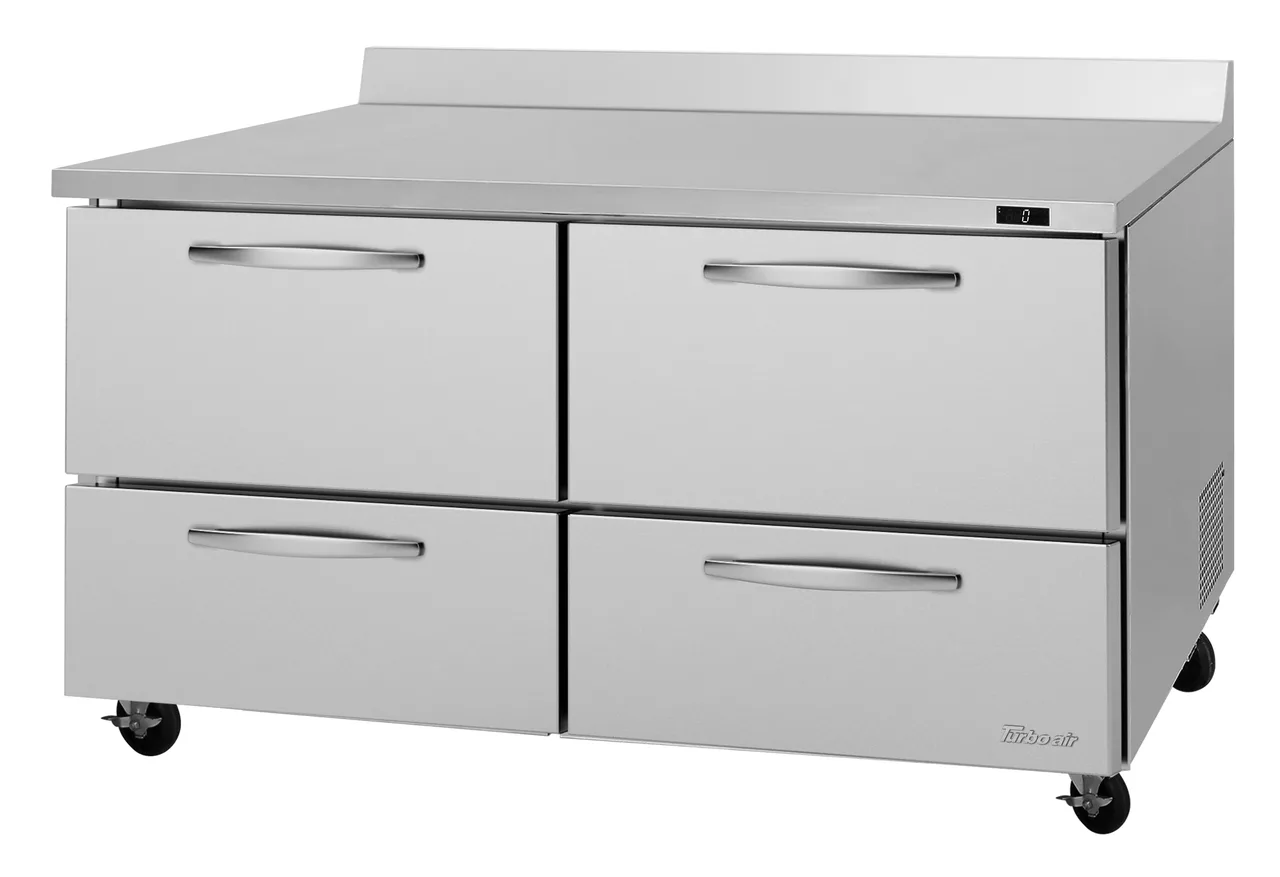 Turbo Air PWF-60-D4-N 60" 2-Section Worktop Freezer w/ 4 Drawers, 17.2 cu. ft.