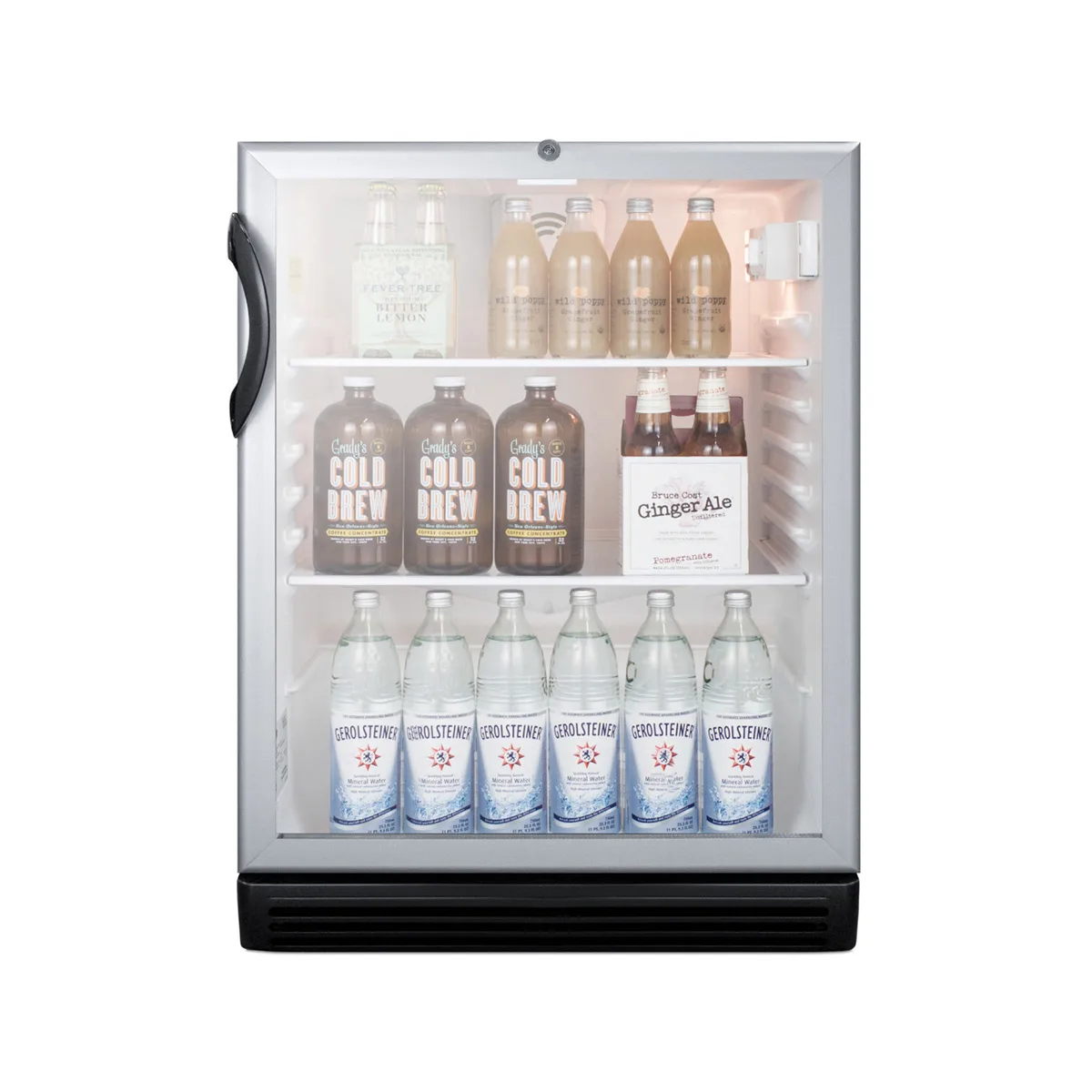 Summit SCR600BGLADA - 5.5 cu ft Reach‑In Merchandiser Refrigerator, Black Glass Door, R600a, ADA