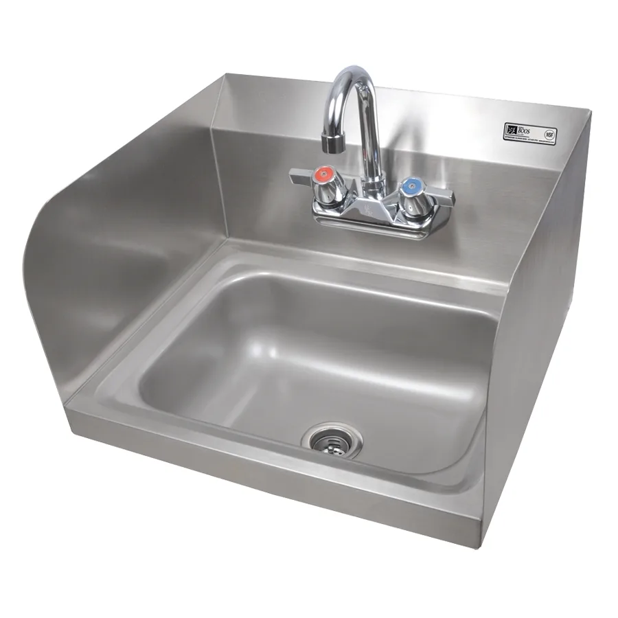 John Boos PBHS-W-1410-P-SSLR 17" Wall Mounted Hand Sink with Splash Mount Faucet - 3 Splashes