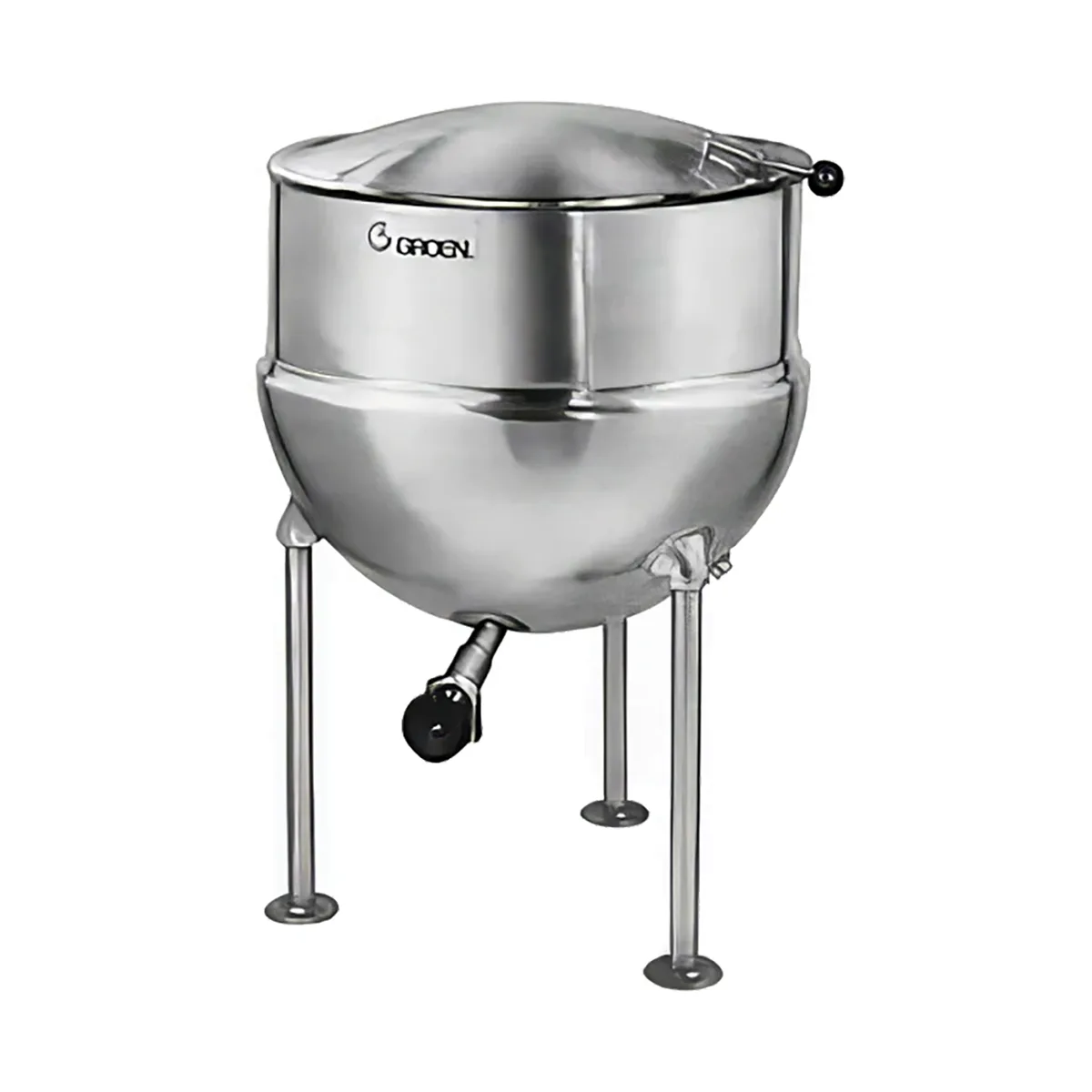 Groen FT-60 60 Gallon Floor Stationary 2/3 Steam Jacketed Direct Steam Kettle w/ Tri-Leg Base