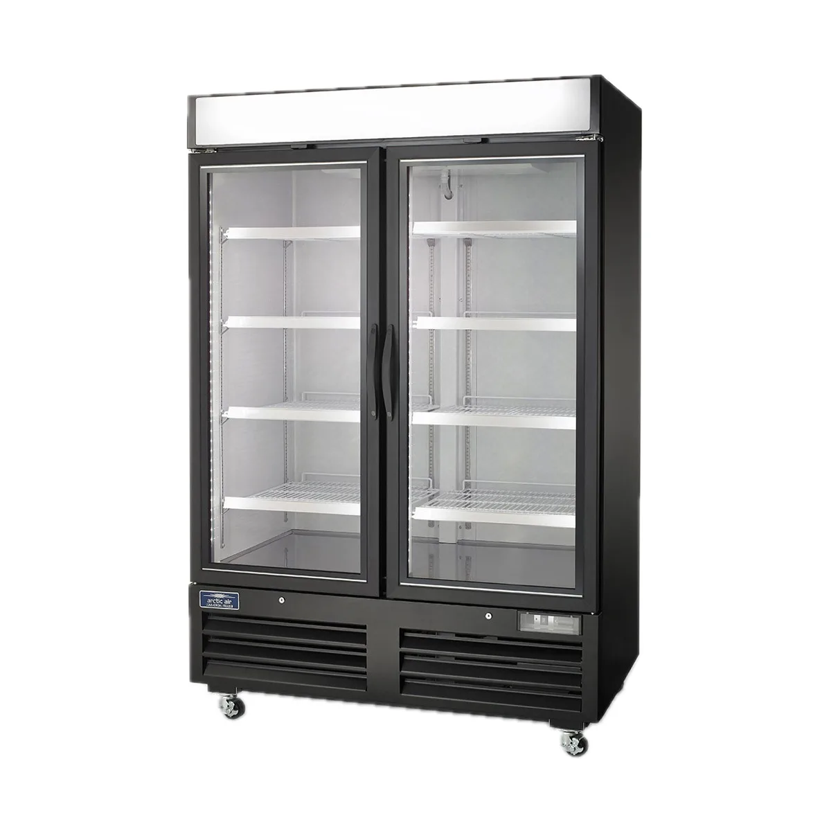 Arctic Air ARGDM49 54" 2‑Section Merchandiser Refrigerator, 49 cu ft, Black Door, R290, 1/3 HP, 115V