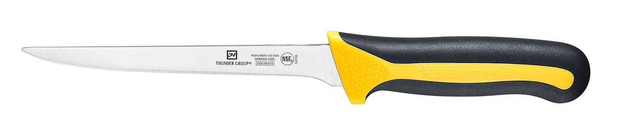 Thunder Group SLKF505 Boning Knife, 6" Blade, Narrow, Soft-Grip Handles