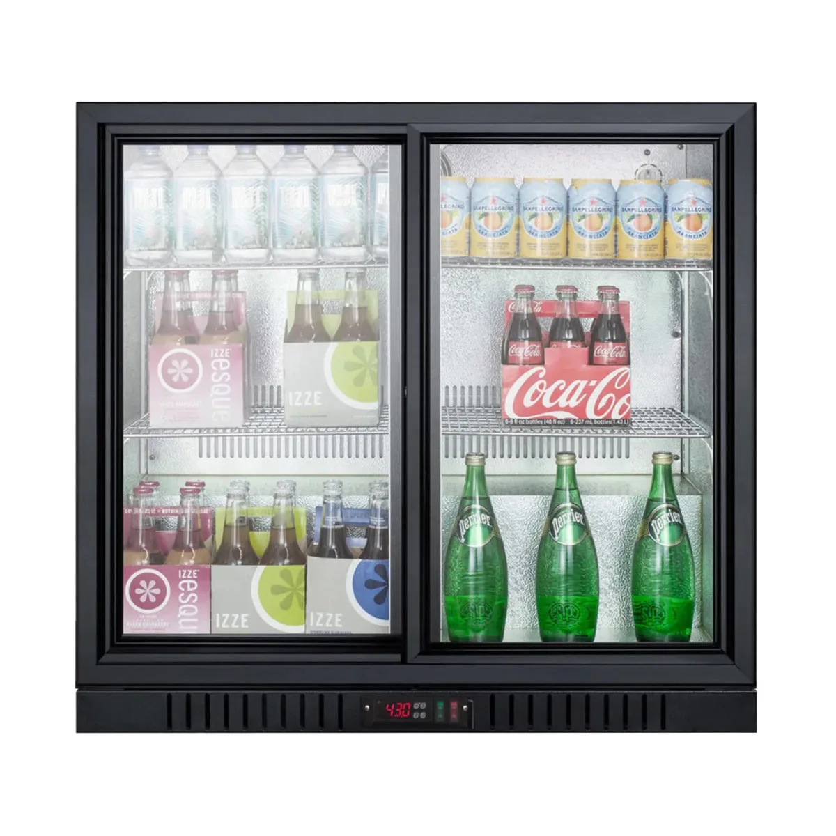 Summit SCR700BCSS Beverage Merchandiser, 7.4 cu ft, Stainless Steel, Two Sliding Glass Doors, 115V