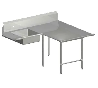 John Boos SDT6-L70108SBK-R Soiled "L" Shaped Dishtable w/ Right Table, Landing Design, 10" Backsplash