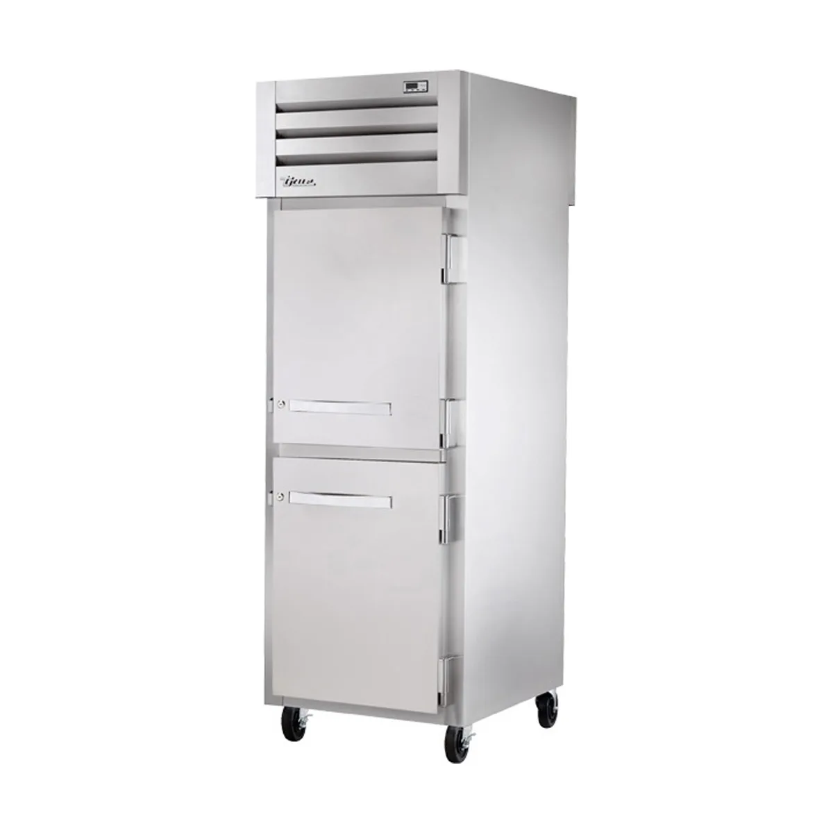 True STA1RPT-2HS-2HS-HC 1-Section Pass-Thru Refrigerator w/ Front 2 Solid Half & Rear 2 Solid Half Doors, Aluminum Interior-Stainless Floor