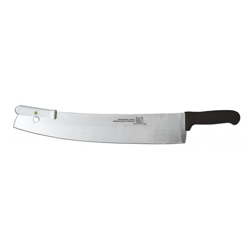 Omcan USA 11519 Pizza Rocker Knife - 16" Black Handles, Plastic/Poly, Stainless Steel Blade
