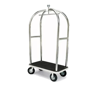 Forbes Industries 2525 Birdcage Luggage Cart w/ (2) Push Bars and Carpeted Deck