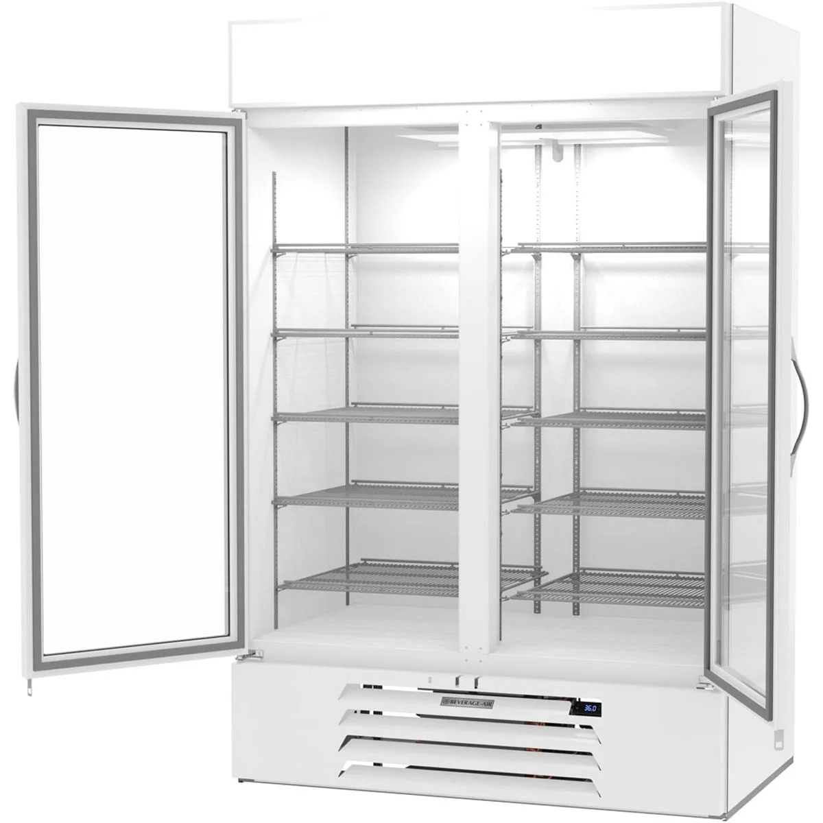 Beverage Air MMR49HC-1-W-IQ 52" Two Glass Door Merchandiser Refrigerator in White, 46 cu. ft.