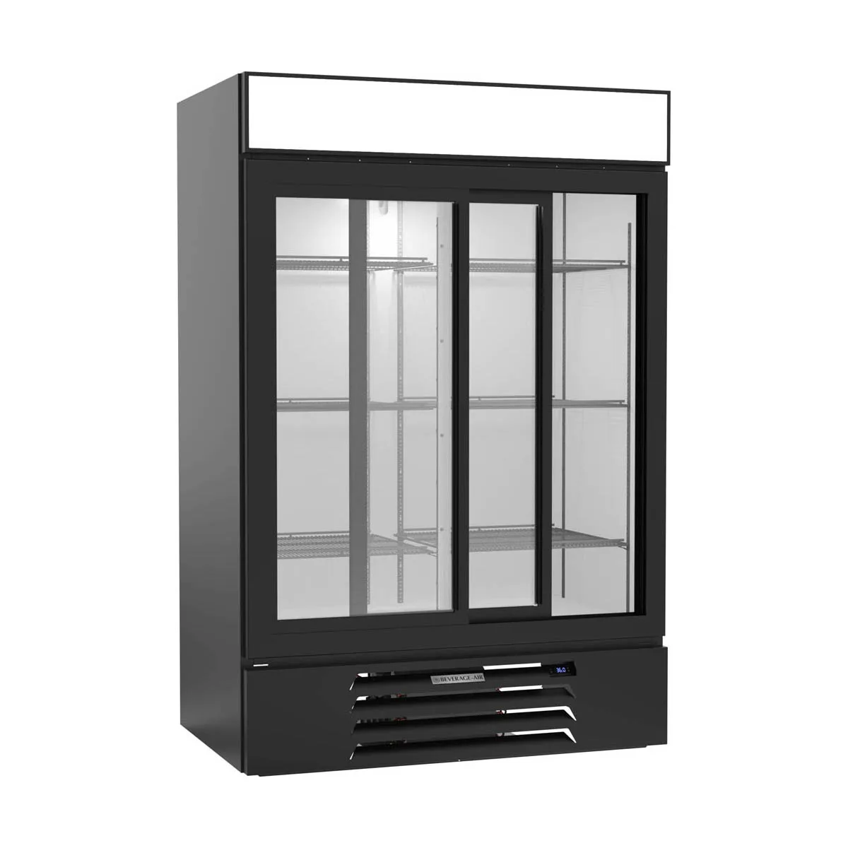 Beverage Air MMR45HC-1-B 52" Two Glass Door Merchandiser Refrigerator in Black, 44 cu. ft.