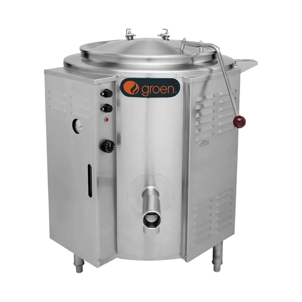 Groen EE-40 40 Gallon Floor Stationary 2/3 Steam Jacketed Electric Kettle w/ Open Tri-Leg Base