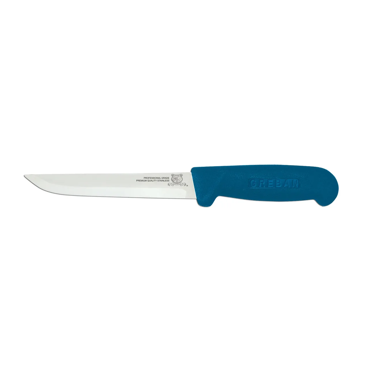 Omcan USA 11665 Boning Knife - 6" Straight Stamped Blade, Stainless Steel, Blue Polypropylene Handle
