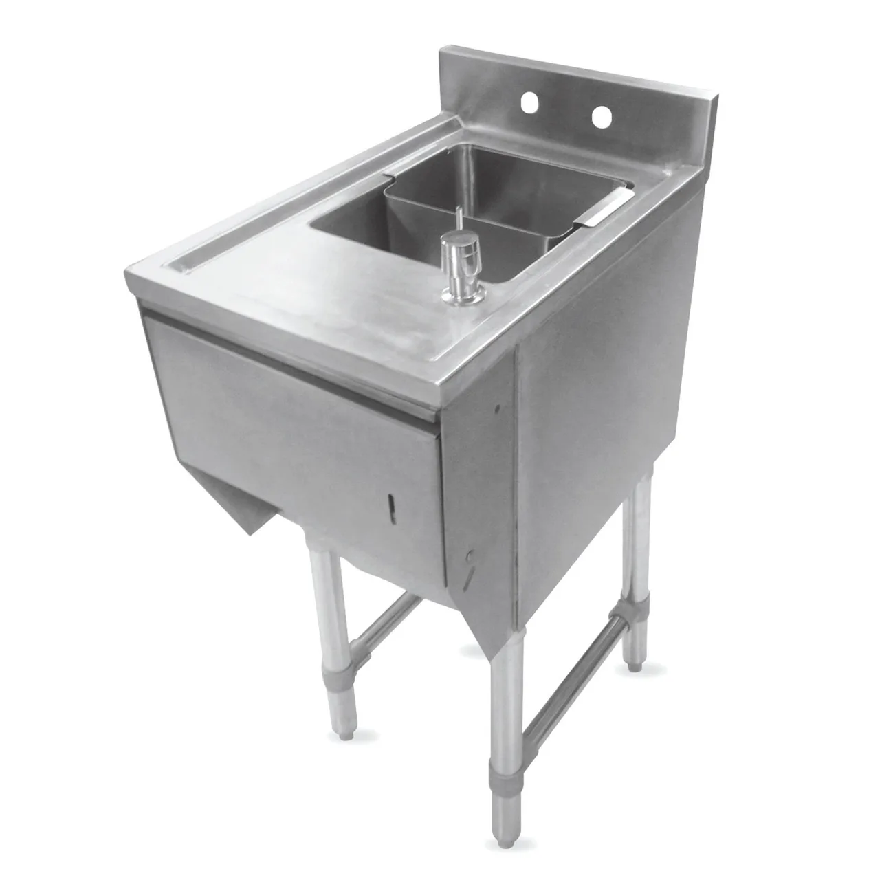 John Boos UBHS-2112 12" Underbar Sink Units, 1 Compartment with Soap & Towel Dispenser