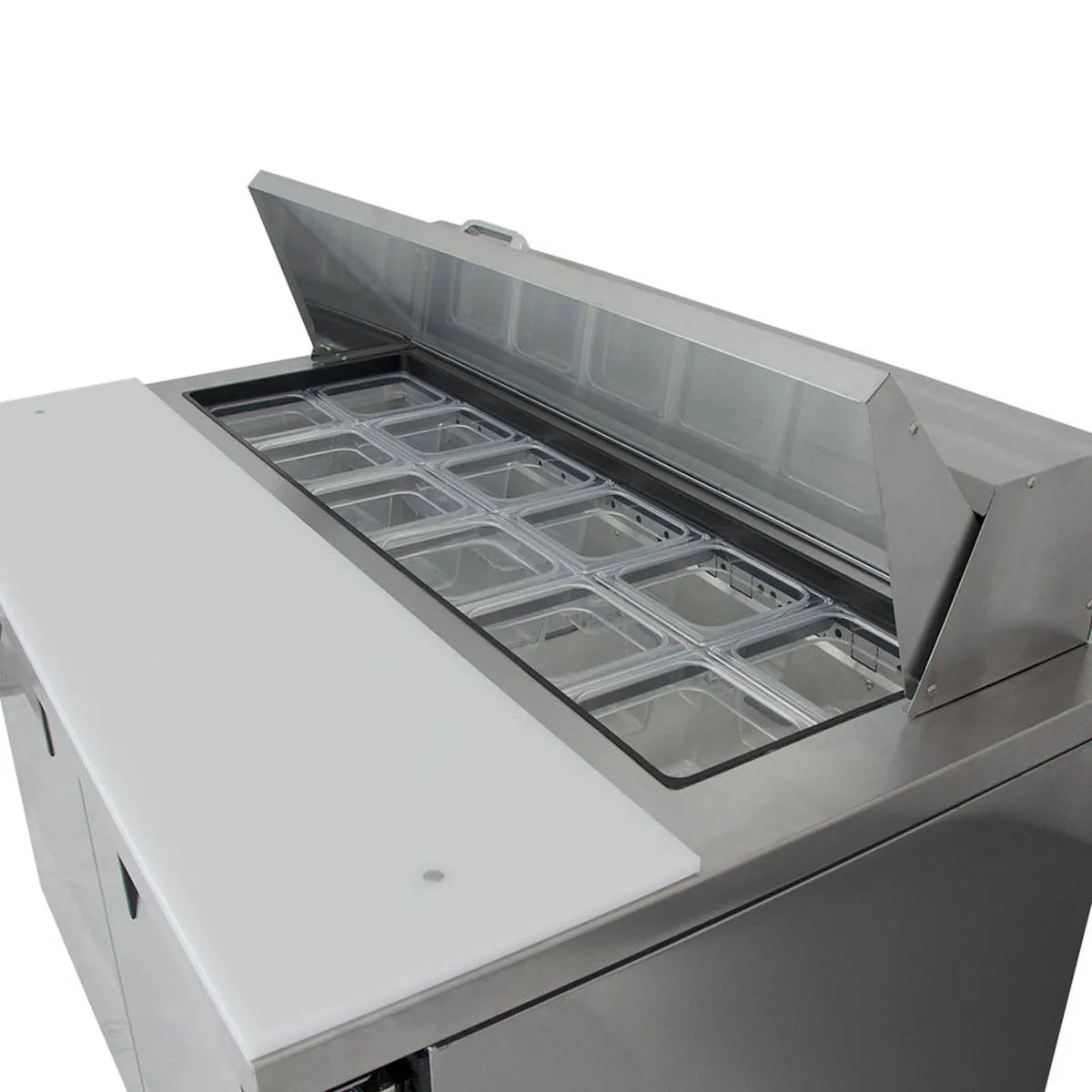 True TSSU-48-12-HC 48" Two Section Sandwich / Salad Prep Table w/ 2 Doors, 12 Pans