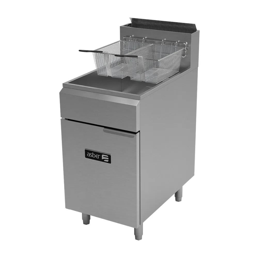 Asber AEF-75-S 19" Floor Model Gas Fryer, 75 lbs Capacity, 4 x 38,000 BTU Burners