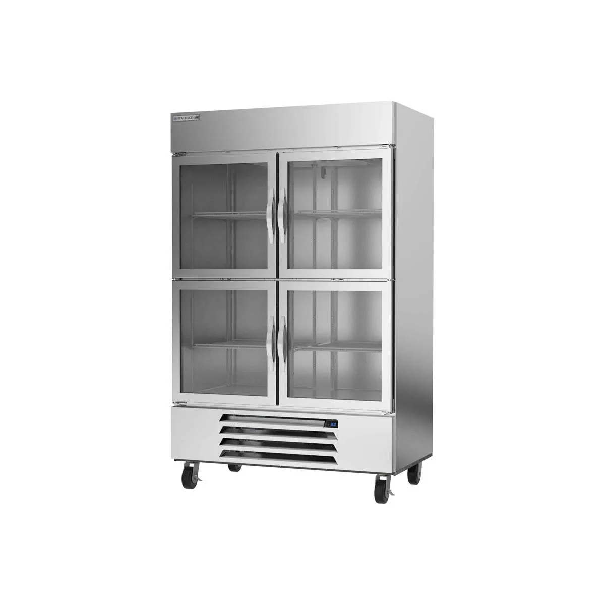 Beverage Air HBR49HC-1-HG 52" 2-Section Reach-In Refrigerator w/ 4 Glass Half Doors, Bottom Mount, 1/3 hp, 46 cu. ft.