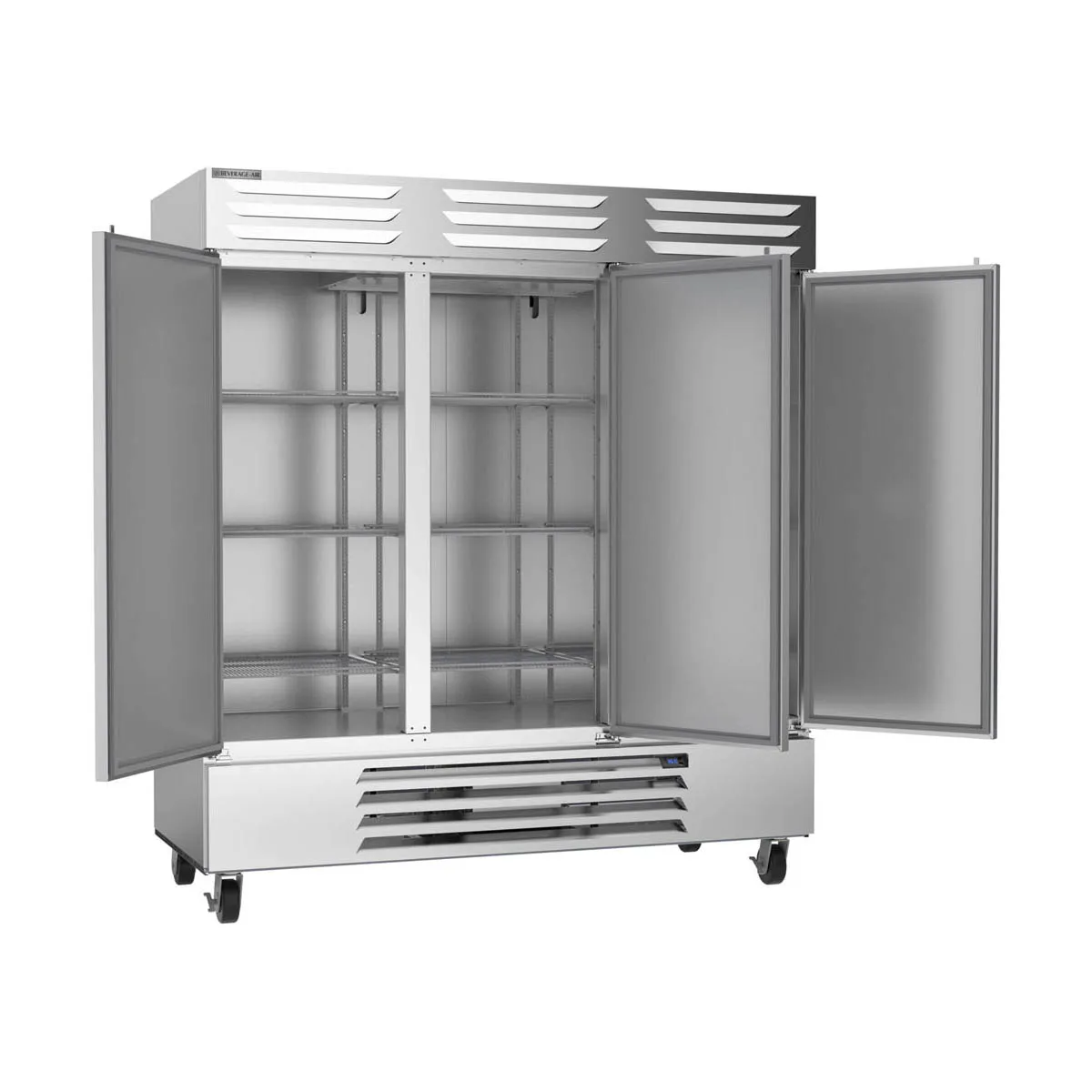 Beverage Air RB72HC-1S Three Reach-In Refrigerator w/ 3 Solid Doors, Bottom Mounted, Aluminum Interior, 69 cu. ft.