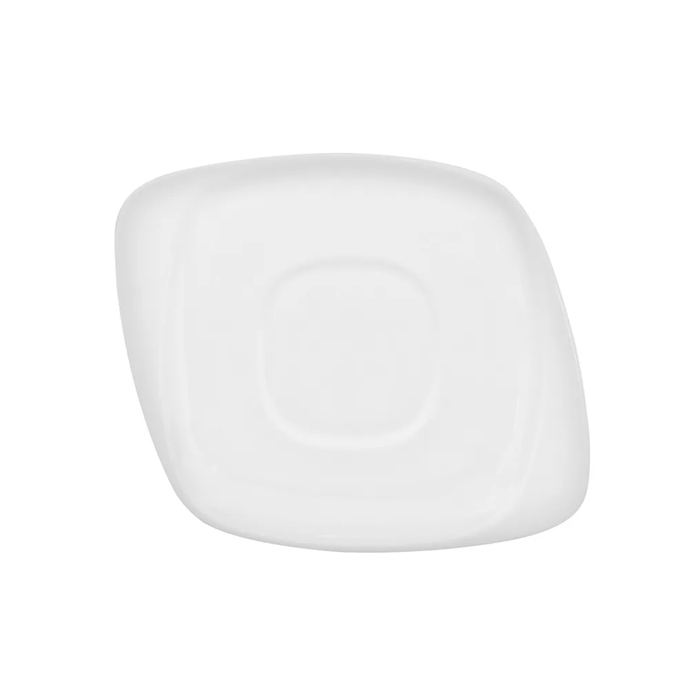 CAC China WH-2 White Square Saucer, 5.5" x 5" x 0.5" Porcelain Bone White, Microwave Safe - 1 Dozen