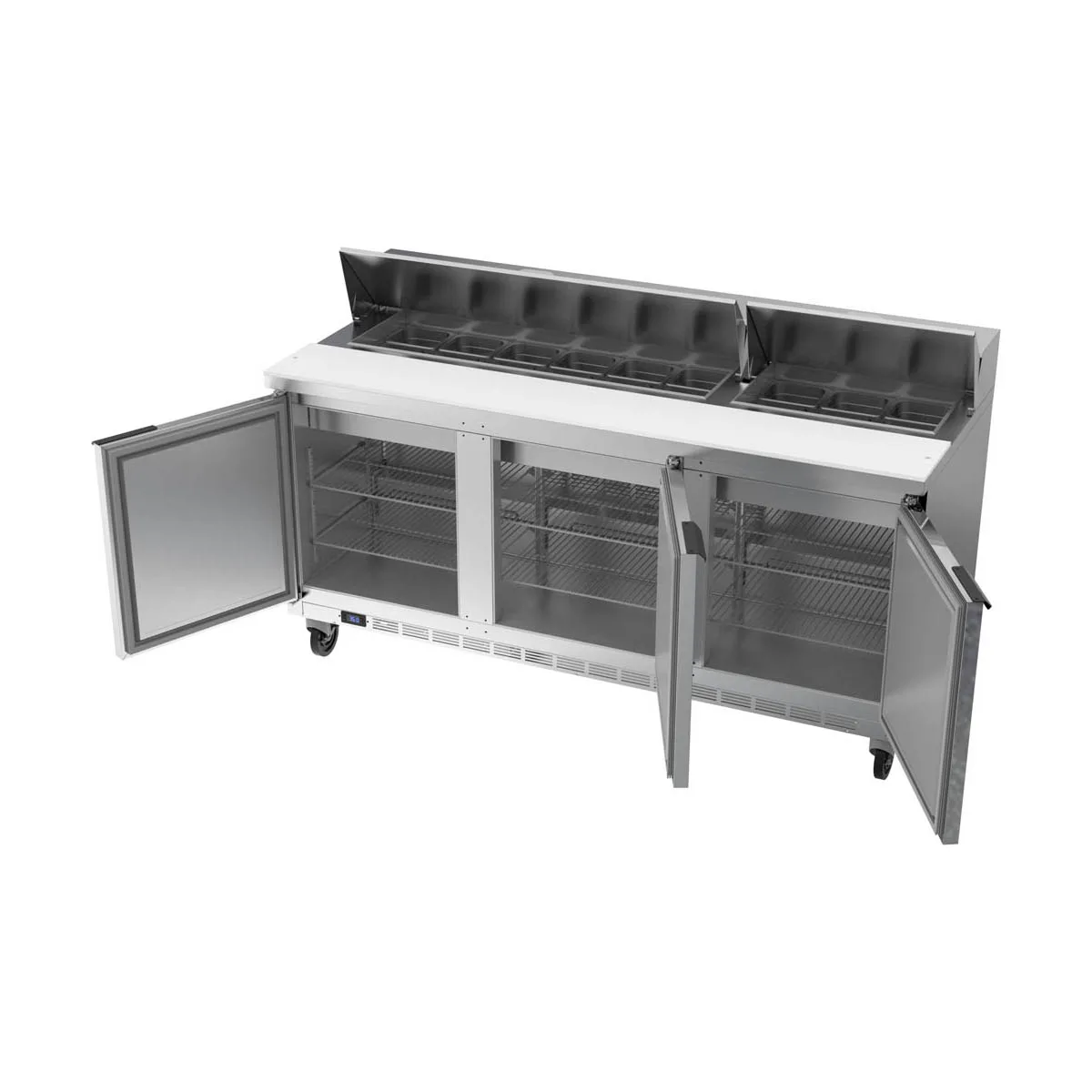 Beverage Air SPE72HC-18 72" Three Section Sandwich/Salad Prep Table w/ 3 Doors, 18 pans, 20 cu. ft.
